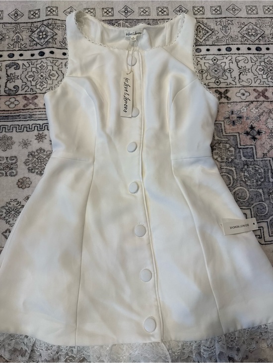 For Love And Lemons Dresses & Skirts - For Love And Lemons White Lace-Trim Button-Front Mini Dress